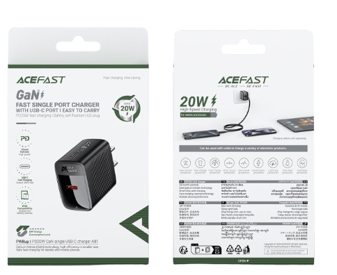 Acefast A81 PD20W GaN USB-C Charger Black