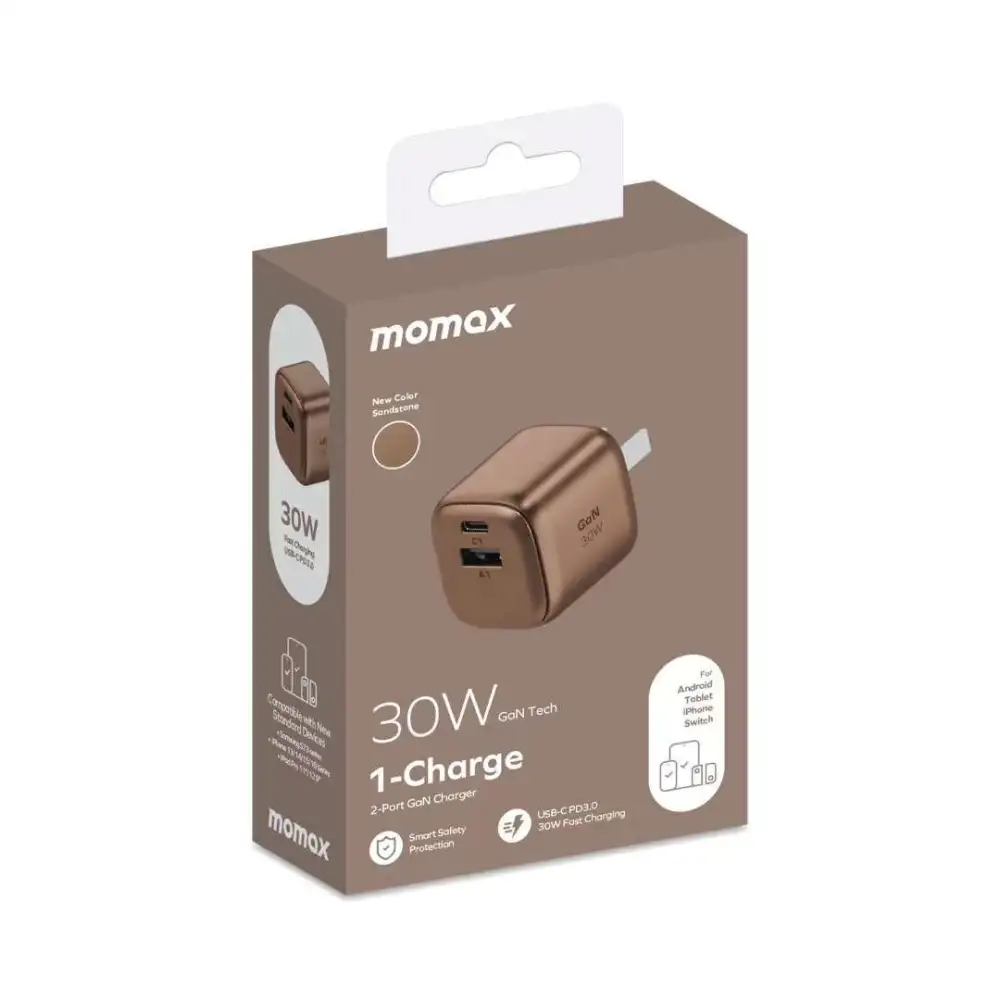 MOMAX 1-CHARGE 30W 2-PORT CHARGER (UM71CN) SANDSTONE