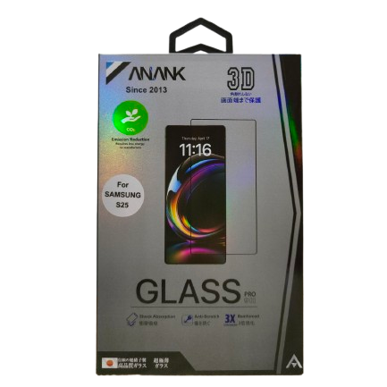 Anank 3D Reinforced Edge Glass for Galaxy S25 Black