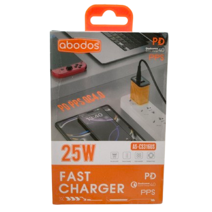 Abodos AS-CS316 25W PD PPS QC4 3-Port Adaptor Yellow