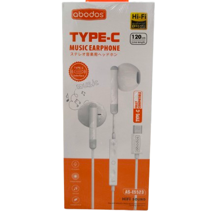 Abodos AS-ES523 Type-C Music Earphone (120CM) White