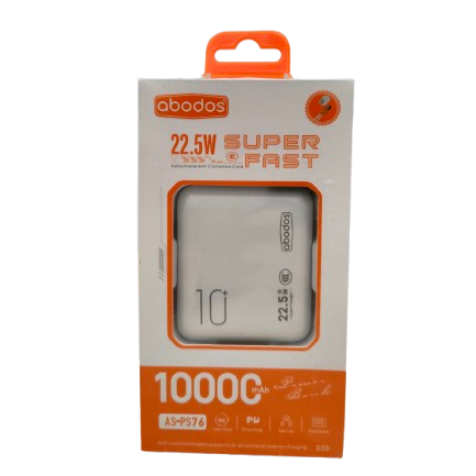 Abodos AS-PS76 10000 mAh 22.5W Fast Charging Powerbank White