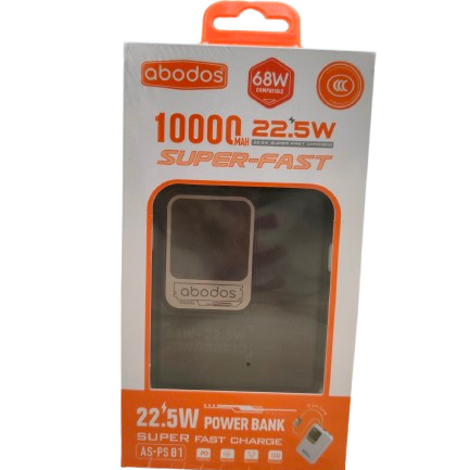 Abodos AS-PS81 10000 mAh 22.5W Fast Charging Powerbank Black