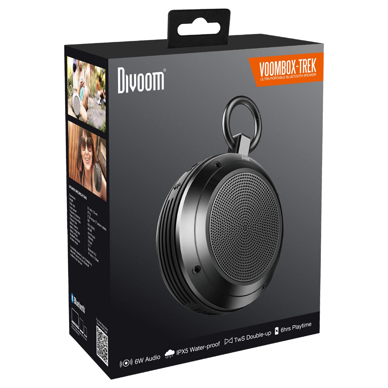DIVOOM VOOMBOX TREK BLUETOOTH SPEAKER BLACK
