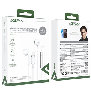 Acefast L7 USB-C Semi-in-Ear Wired Earphones with Mic White