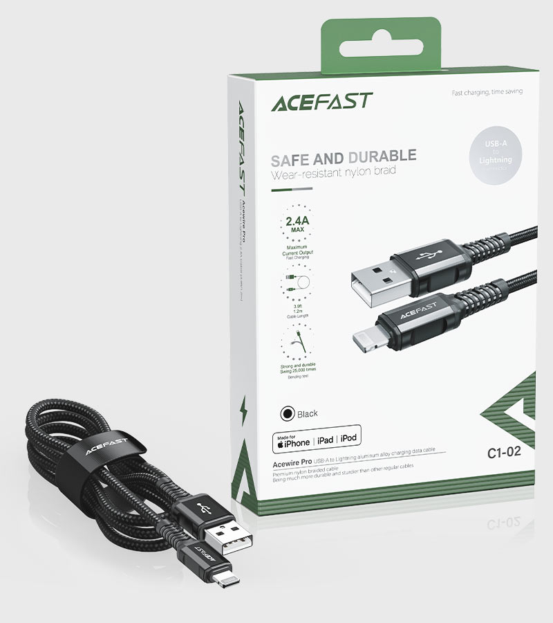 ACEFAST C1-02 USB-A TO LIGHTNING ALUMINUM ALLOY CABLE (1.2M)