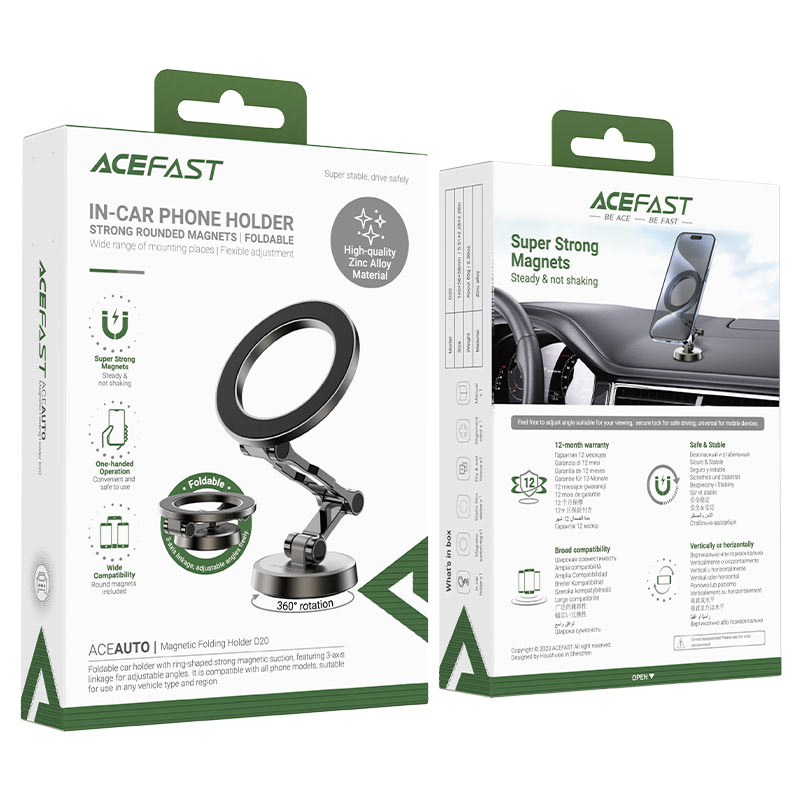 ACEFAST D20 MAGNETIC FOLDING HOLDER METAL GREY
