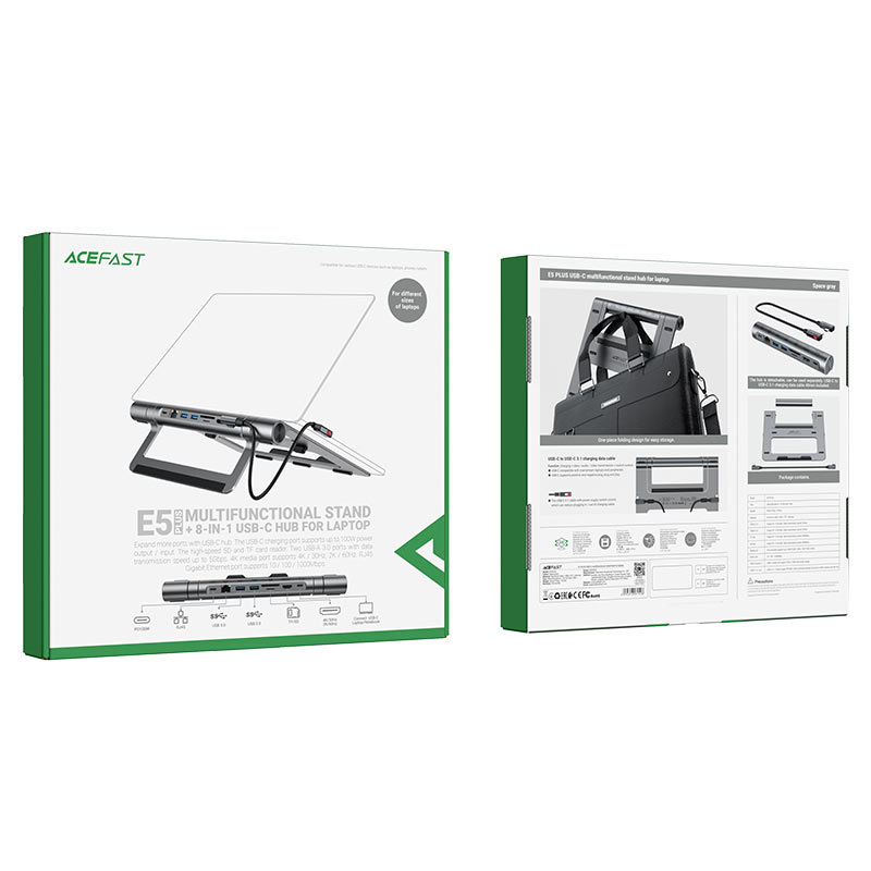 ACEFAST E5 USB-C MULTIFUNTIONAL STAND HUB FOR MACBOOK SPACE GRAY