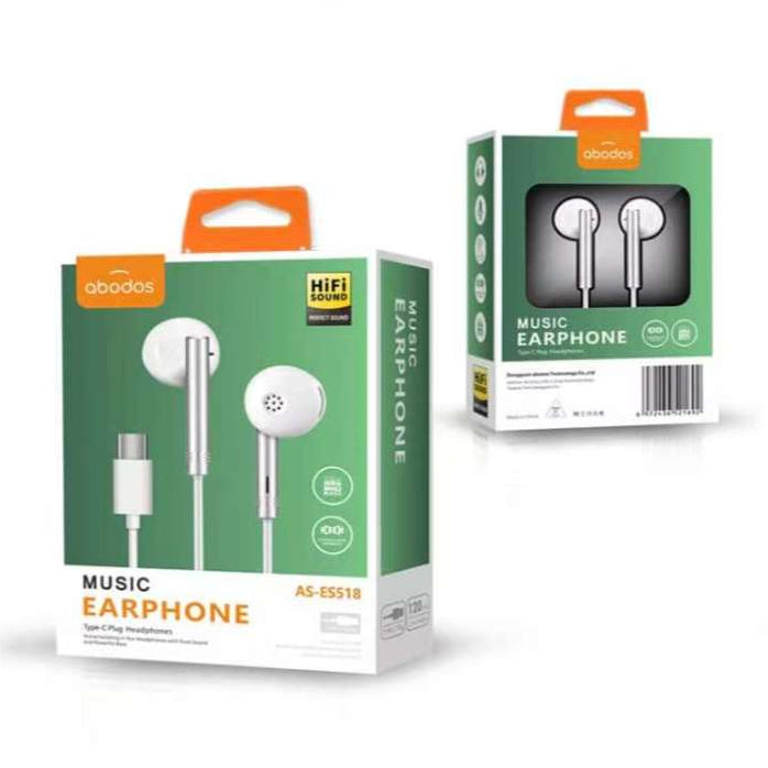 ABODOS AS-ES518 TYPE-C HEADSET WITH MIC WHITE