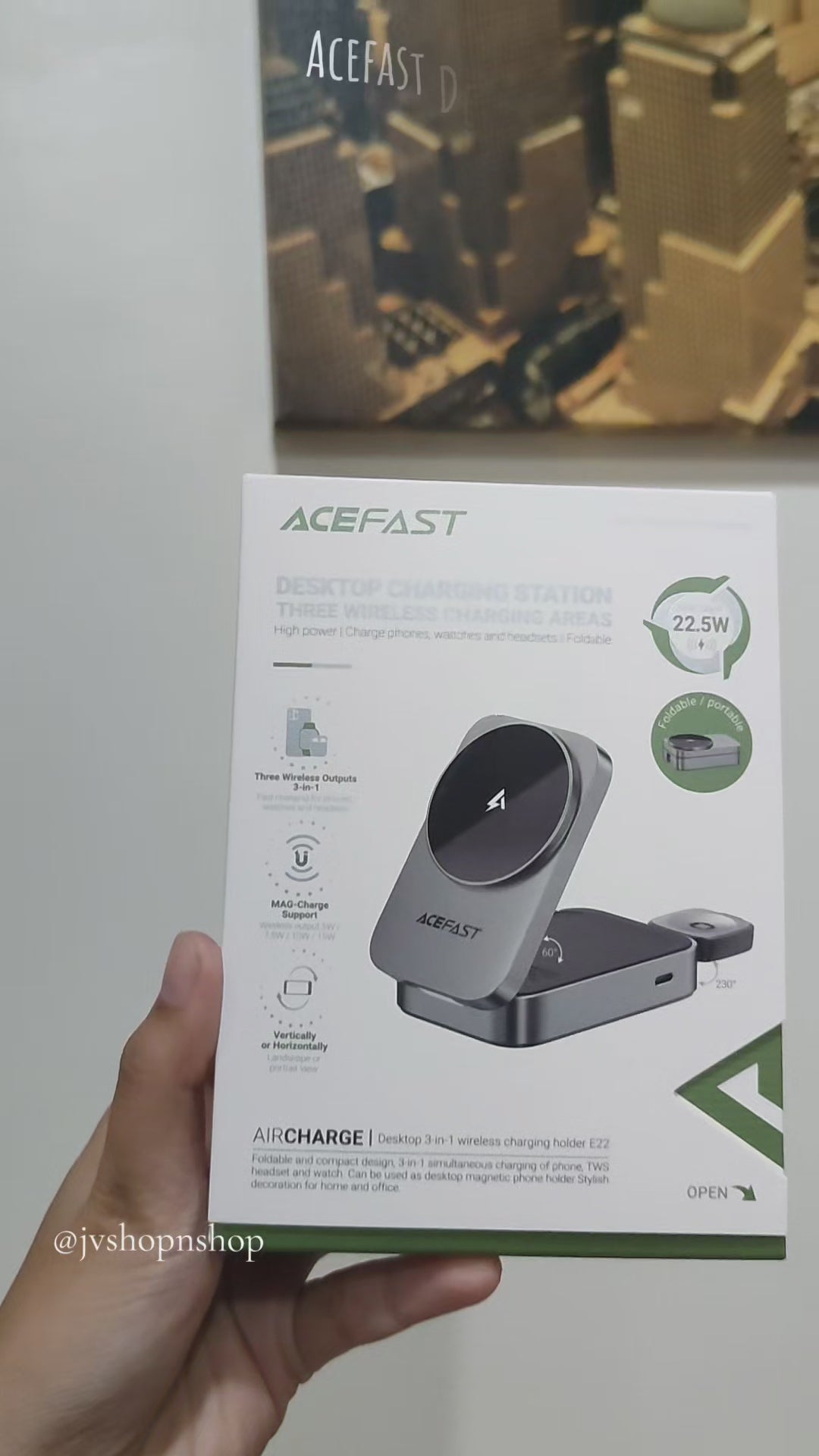 ACEFAST E22 DESKTOP 3-IN-1 WIRELESS CHARGING HOLDER BLACK