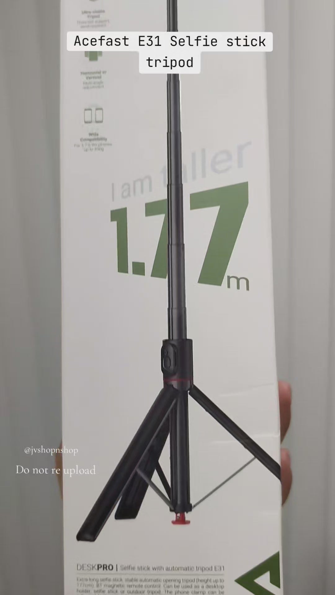 ACEFAST E31 SELFIE STICK WITH AUTOMATIC TRIPOD BLACK